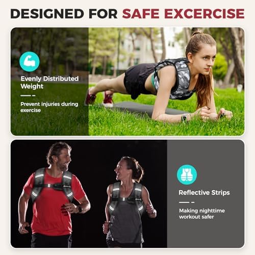 BAGAIL Weighted Vest, 5lbs/10lbs/12lbs/15lbs/20lbs/25lbs/30lbs Weight Vest with Detachable Pouch, Rucking Vest for Women, Men, Walking, Weight Loss, Training, Running