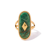 Dikixe Western Chunky Gold Natural Lapis Lazuli/African Jade Statement Ring
