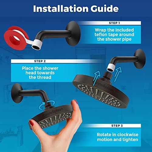 High Pressure Shower Head - Anti-Clogging Silicone Nozzles - 2.5 GPM Removable Restrictor - Easy Clean Adjustable Replacement - easy to install with Plumbers Tape - 6 inch - Oil Rubbed Bronze Finish