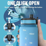 OLDLEY Water Bottle, 32oz Motivational Sports Water Bottle with Time Marker - Times to Drink - Tritan, BPA Free, Wide Mouth Leakproof, Sky (1 Bottle)