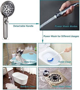 Handheld Shower Head with On Off Switch 8-Mode High Pressure Showerhead with 79 Inches Extra-long Stainless Steel Hose and Bracket PLUS Extra Low-Reach Adhesive Wall Mount for Kids,Silver…