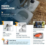 Alpcour Portable Toilet – Compact Indoor & Outdoor Commode w/Travel Bag for Camping, RV, Boat – Piston Pump Flush, 5.3 Gallon Waste Tank, Built-In Pour Spout & Washing Sprayer for Easy Cleaning