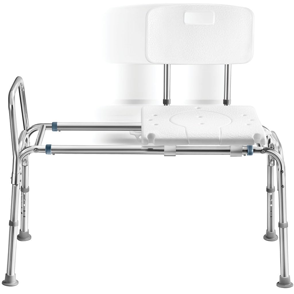 Sliding Shower Transfer Bench Transfer Bench For Bathtub Shower Chair For Inside Shower Shower Chair For Elderly And Disabled Adjustable Height Shower Bench Holds Weight Up To 400 Lbs FSA/HSA Eligible