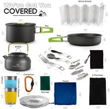 Camping Cookware Set - 19-Piece Lightweight Backpacking Cookware with Pots, Pans, Utensils - Compact Outdoor Cooking Kit for Camping, Hiking, Backpacking & Survival