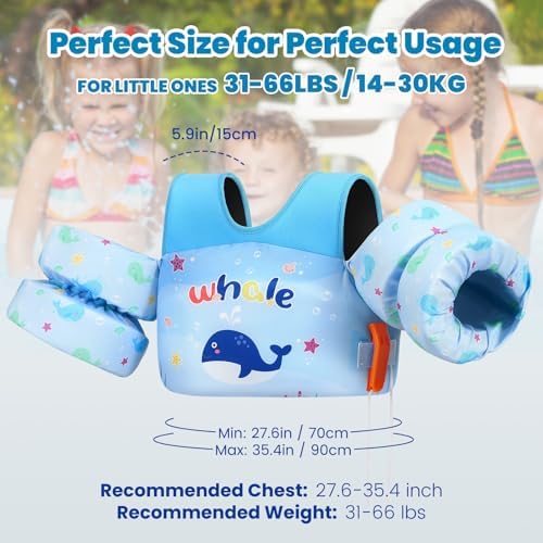 HeySplash Swim Vest for Kids, Toddler Pool Floaties Fit 20-50/70 Lbs, Children Swimming Vest with Adjustable Strap, Swim Jacket Water Wing Arm Float, Puddle Sea Beach Boat Jumper Boy Girl Baby