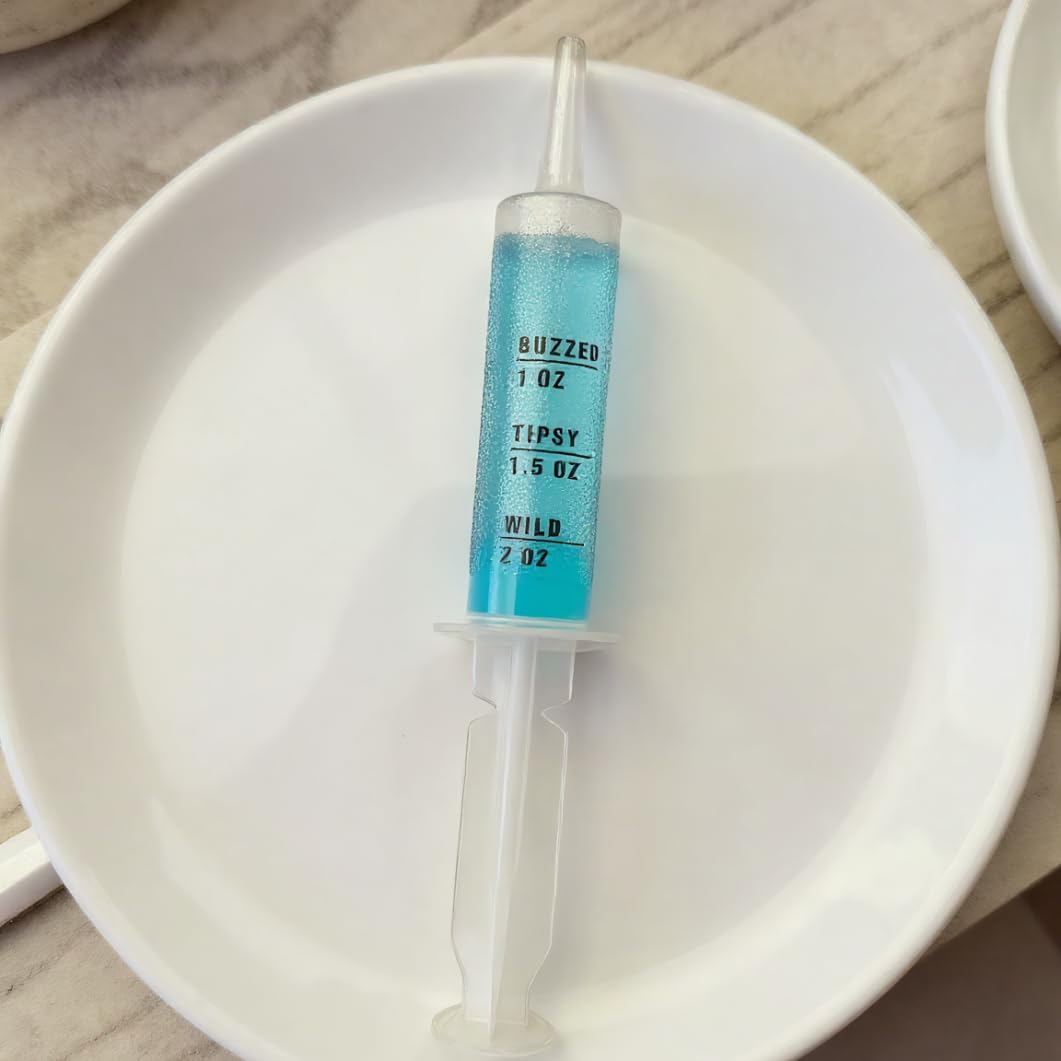 50 PACK 2 oz Halloween Jelly Syringes Shot with Lids, Large Reusable Party Jelly Shot for Thanksgiving Day, Christmas Wedding Bachelorette Parties (Clear)