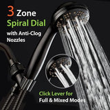 AquaDance High Pressure 6-Setting Oil Rubbed Bronze Handheld Shower Head with Stainless Steel Hose. Officially Independently Tested to Meet Strict US Quality & Performance Standards!