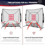 BAGAIL 7x7 ft Baseball & Softball Practice Net with Bow Frame for Batting, Hitting, Pitching, Portable Baseball Throwing Net with 2 Strike Zone Batting Tee, Carry Bag, Great for All Levels