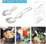 Odoland 6pcs Camping Cookware Mess Kit with Lightweight Pot, Stove, Spork and Carry Mesh Bag, Great for Backpacking Outdoor Camping Hiking and Picnic