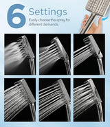 Filtered Shower Head - 6 Modes High Pressure Handheld Shower Head with Filter Mineral Beads, Detachable Handheld Showerhead Set with Stainless Steel Hose and Shower Arm Bracket (Brushed Nickel)