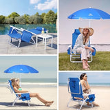 Nice C Blue Backpack Beach Chair with Cooler and Umbrella, Cup Holder for Outdoor, Camping, BBQ, Travel, Picnic