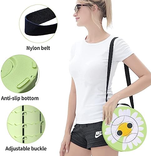 ALEVMOOM Upgraded Telescoping Collapsible Stool with Cushion, Folding Stool with Printing Portable Retractable Foldable Seat Max Load 550lbs for Adults Camping Fishing Outdoor (Daisy)