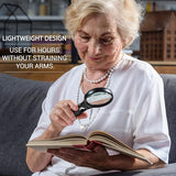 SeeZoom Lighted Magnifying Glass 3X 45x Magnifier Lens - Handheld Magnifying Glass with Light for Reading Small Prints, map, Coins and Jewelry - LED Seniors Magnifier for Close Work