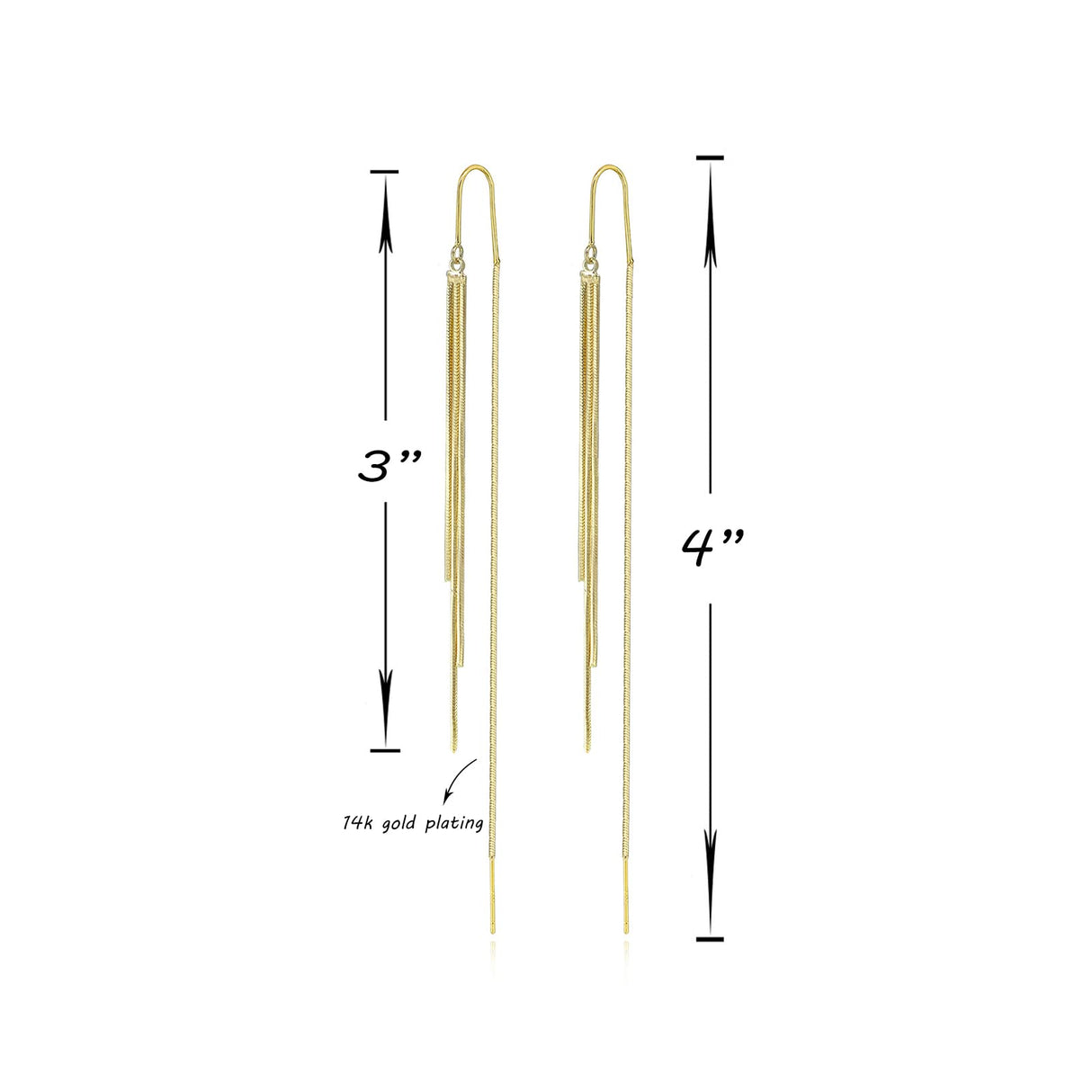 JA.S.JR Threader Dangle Earrings Long Tassel Earrings Gold Earrings for Women