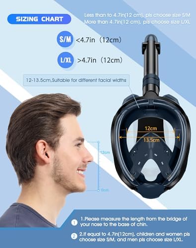 Greatever G2 Full Face Snorkel Mask with Latest Dry Top System,Foldable 180 Degree Panoramic View Snorkeling Mask with Camera Mount,Safe Breathing,Anti-Leak&Anti-Fog