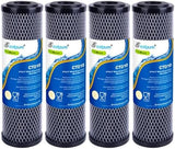 1 Micron 10" x 2.5" Whole House CTO Carbon Water Filter Cartridge Replacement for Home Countertop System, Dupont WFPFC8002, WFPFC9001, FXWTC, SCWH-5, WHEF-WHWC, WHCF-WHWC, CTO10, T01, 4PACK