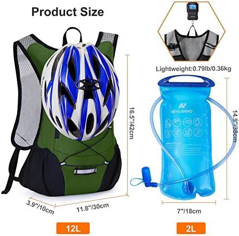 Lightweight Hydration Backpack, Running Backpack with 2L Water Bladder, Hydro Water Daypack for Cycling Hiking Rave for Men Women