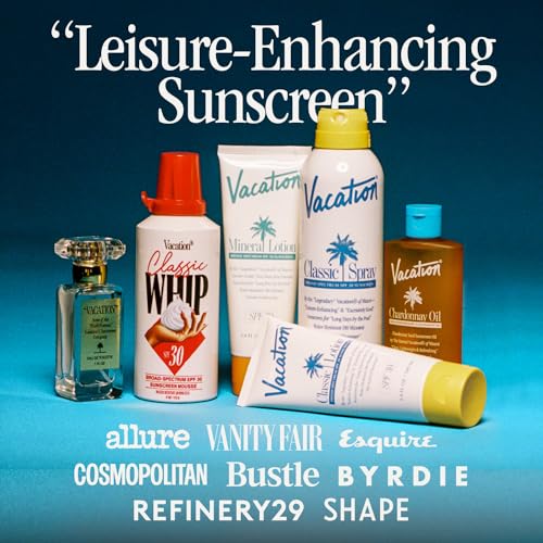 Vacation Classic Whip SPF 30 Sunscreen + Air Freshener Bundle, Whipped Sunscreen Mousse SPF 30, Moisturizer with SPF, Broad Spectrum, Water-Resistant Whipped Sunscreen, 4 Oz.