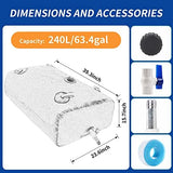 240 L/63.4 gal Water Bladder Storage Containers, Foldable Portable Water Tank Large Capacity Soft Water Bag, Drought Resistance, Fire Prevention, Emergency Water