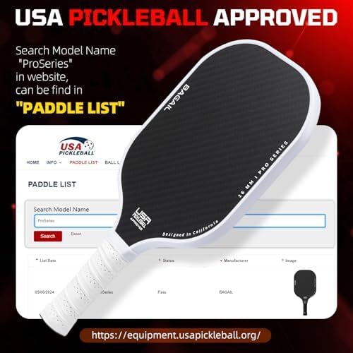 BAGAIL Pickleball Paddles, USAPA Approved Fiberglass Surface Pickleball Set, Lightweight Pickle Ball Rackets with 4 Balls, 1 Bag, Designed in California for Traction and Stability