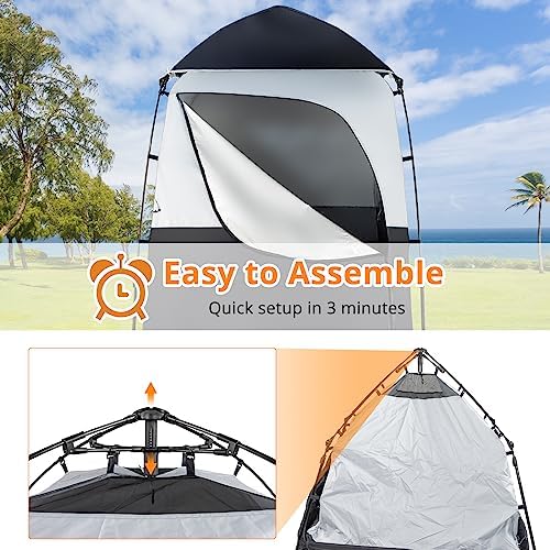 VINGLI 6.8FT Shower Tent, Large Instant Pop Up Shelter with Mesh Floor & Carrying Bag, Privacy Changing Room Tent for Toilet, Camping, Dressing, Lightweight & Sturdy, Easy Set Up