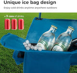 LET'S CAMP Camping Chair 2 Pack Folding Chair with 3-Can Cooler Bag Portable Lawn Chair with Cup Holder,Storage Pocket, Supports 225LBS, Collapsible Chair for Camp, Beach, Picnic (Blue)