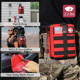 First Aid Kit,Survival Gear Outdoor Tactical Gear Set Military Grade Molle System for Camper Travel Hunting Hiking and Adventures（RED）