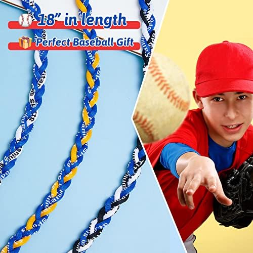 Junkin Baseball Necklaces Three Braided Rope Titanium Necklace for Team Gifts Boys Men Player Softball Fans Sports