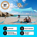 SUN NINJA Pop Up Beach Tent Sun Shelter UPF50+ with Sand Shovel, Ground Pegs and Stability Poles, Outdoor Shade for Camping Trips, Fishing, Backyard Fun or Picnics (7x7.5 FT 4 Pole, Green)