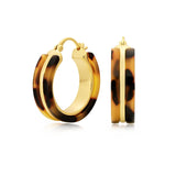 EYESHOCK Chunky Hoop Earrings for Women, Tortoise Shell Leopard Hoops