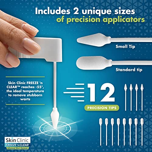 Skin Clinic FREEZE 'n CLEAR™ Advanced Wart Remover, Tough on Warts, Gentle on Skin, (12 Precision Applicators)