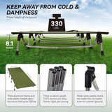 MARCHWAY Lightweight Folding Tent Camping Cot Bed with Lever Lock, Easy Setup Portable Compact for Outdoor Travel, Hunting, Hiking, Motorcycling, Support 330Lbs (Army Green)