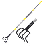Garden Hand Tiller Cultivator, 4-Tine Adjustable Long Handle