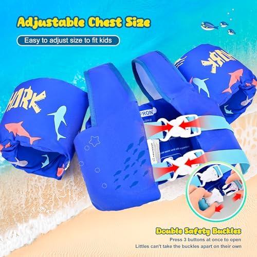 NEMONE Toddler Swim Vest for 22-70 lbs Kids Floaties Swim Jacket with Arm Water Wings for Girls Boys 2 3 4 5 6 7 Years Old Sea Beach Pool