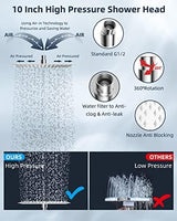 Hibbent All Metal Shower Head,10'' High Pressure Rain Shower Head/Handheld Showerhead Combo with 16'' Adjustable Arc-shaped Shower Extension Arm, 7-Spray, 71'' Hose Adhesive Showerhead Holder, Chrome