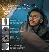 All Season Fleece Sleeping Bag Liner Adds Up to 27°F/ 15°C, Lightweight Mummy Sleeping Sack for Cold Weather and Winter Backpacking, Camping, Traveling with Drawstring Hood and Stuff Sack E629