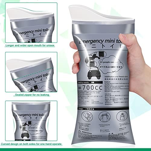 OUMEE 28/23/20/12/8 Pack Disposable Urine Bags, 700ML Travel Pee Bags Unisex Urinal Bag Vomit Bag for Travel Traffic Jam Emergency Portable Camping Urinal Bags for Men Women