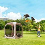 Pop Up Tent，Portable Canopy Tent with Mesh Mosquito Net, Screen House Room Canopy Shade Screen Tent 6 x 6 FT with Carry Bag for Patio, Backyard, Sports & Outdoors Activities, Beige