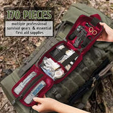 170 PCS Survival Kits, Survival First Aid Kit, Trauma Kit with Essential Survival Gear Emergency Medical Supplies for Hiking Camping Backpacking Outdoor Adventure, Gifts for Christmas Him Dad