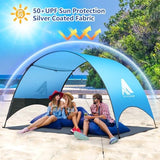 Beach Tent - Beach Shade Canopy Compact Fold (16.9x3.9″), Own Patent, 360° Ventilation, Large Side Storage Pocket, UV Protection Portable Sun Shelter for Beach (Blue, 106 * 65 * 61″)