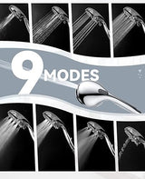 JDO Shower Head with Handheld, High Pressure Handheld Shower Head 9 Settings, Detachable Shower Head Set with Stainless Steel Hose and Shower Bracket (Chrome)