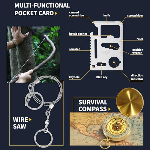 Gifts for Men Him Dad, Survival Kits and Equipment 14 Pcs, Christmas Stocking Stuffers, Anniversary Birthday Gifts for Husband Boyfriend Guy, Camping Essentials, Cool Gadgets for Men