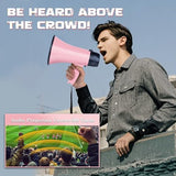 MyMealivos Portable Megaphone Bullhorn 20 Watt Power Megaphone Speaker Voice and Siren/Alarm Modes with Volume Control and Strap (Pink)