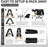 MARCHWAY Lightweight Folding Camping Chair, Stable Portable Compact for Outdoor Camp, Travel, Beach, Picnic, Festival, Hiking, Backpacking, Supports 330Lbs (Black)