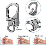 Ahiller Carabiner Clip, Double Anti-Misopening Locking Design, 3" Zinc Alloy Heavy Keychain for Outdoor Camping Hiking, Key Ring Clip