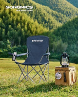 SONGMICS 2 Pack Folding Camping Chairs, Load 330 lb, Cup Holder and High Backrest, Heavy-Duty Structure, for Lawn, Garden, Fishing, Terrace