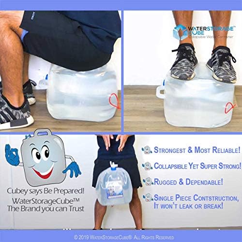 WaterStorageCube BPA Free Collapsible Water Container with Spigot, Camping Water Storage Carrier Jug for Outdoors Hiking Backpack & Survival Kit, Foldable Portable Water Canteen 1.3/2.6/5.3 Gallon