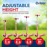 3-Wheel Kids Scooter - Lean-to-Steer Technology, Adjustable Height Handlebar, Wide Anti-Slip Deck, Scooter for Boys & Girls Ages 3+, Child Safety Approved, Support Riders Up to 165 lbs, Pink