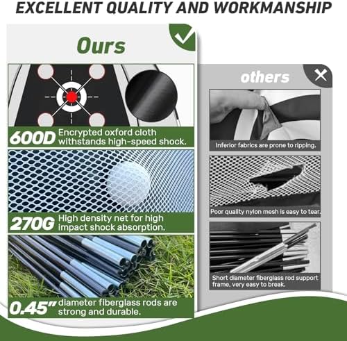 Golf Net with Practice Mat,Golf Hitting Aid Nets 10x7FT for Backyard Driving Chipping Training Swing with Target Mat Balls for Outdoor Indoor，Gifts for Men Dad Him and Golfer