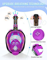 Greatever G2 Full Face Snorkel Mask with Latest Dry Top System,Foldable 180 Degree Panoramic View Snorkeling Mask with Camera Mount,Safe Breathing,Anti-Leak&Anti-Fog